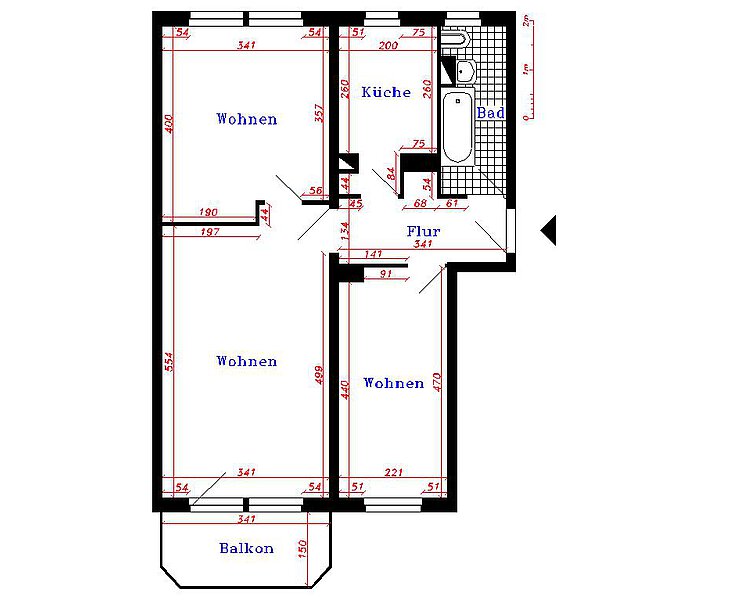 frisch sanierte Wohnung mit Balkon