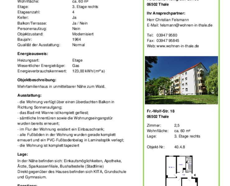 Familienwohnung in Nähe des Kindergartens