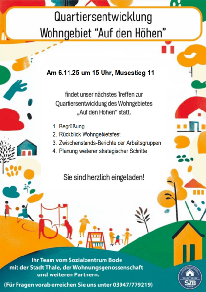 Einladung zur Quartiersentwicklung am 06.11.25 um 15Uhr